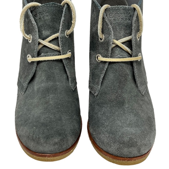 Sperry Harlow women's Grey suede leather wedge booties size 6.5 - Picture 2 of 13